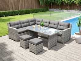 Pegasus Rattan Family Dining Suite 8-Seater Stone