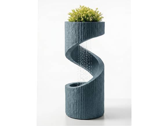 Basel Cement Spiral Water Feature with Pump & Light 