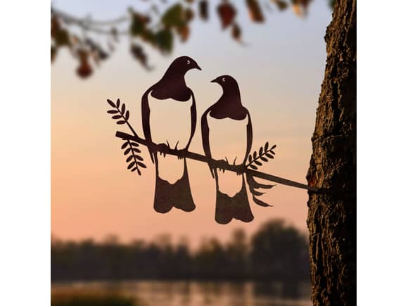 Kereru Pair Metal Bird Ornament - Corten Steel