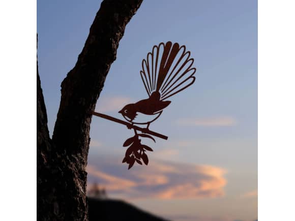 Pīwakawaka Metal Bird Ornament - Corten Steel