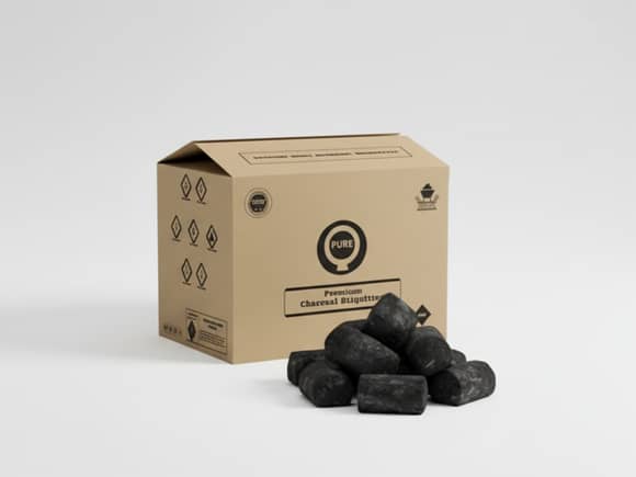 PureQ Premium Coco-Shell Charcoal Briquettes 10kg
