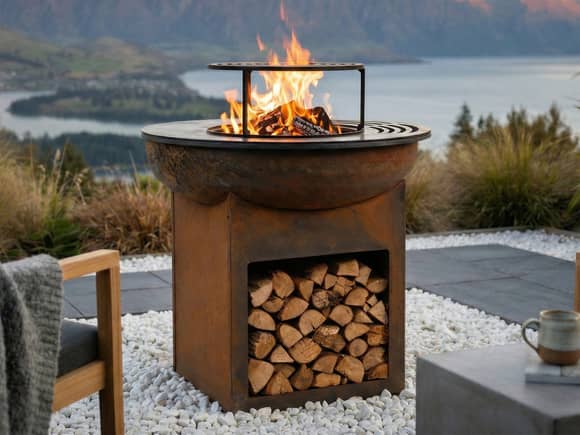 Caldera Corten Steel Fire Pit & Grill