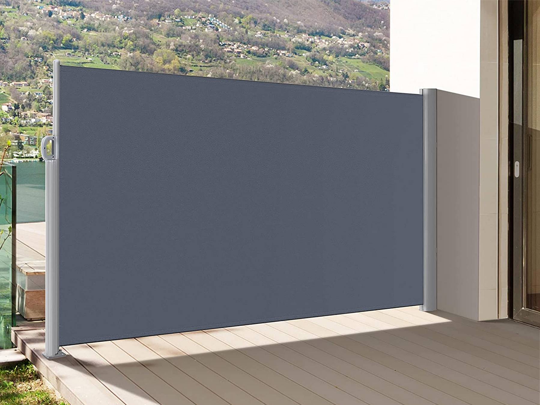 Retractable Side Screen 1.8m x 3m Graphite - Privacy Screens - Outdoor ...