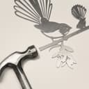 Piwakawaka & Baby Metal Bird Ornament - Corten Steel 3