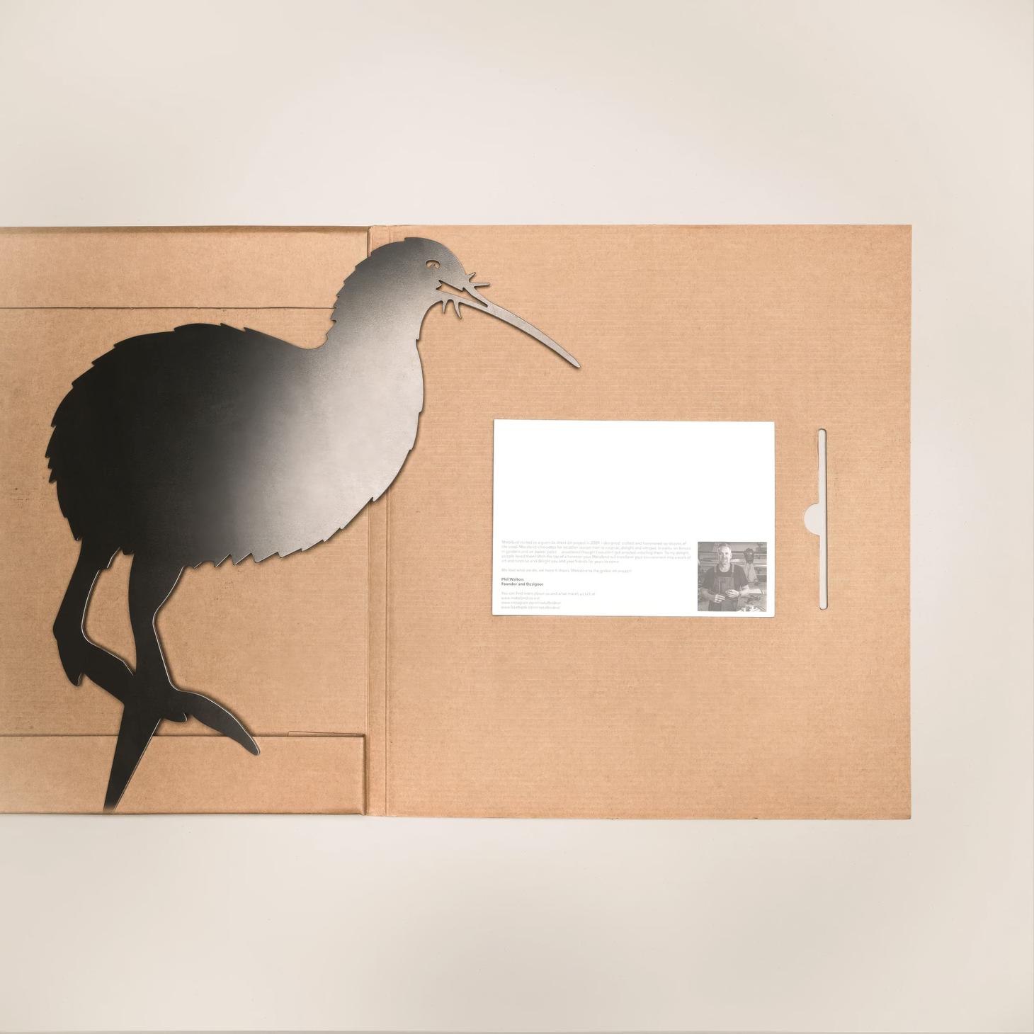 Brown Kiwi Metal Bird Ornament - Corten Steel
