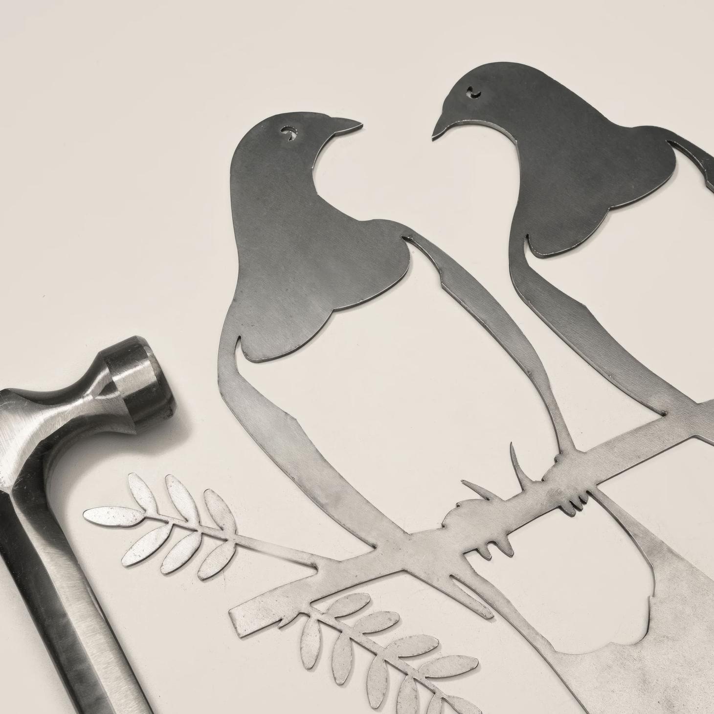 Kereru Pair Metal Bird Ornament - Corten Steel