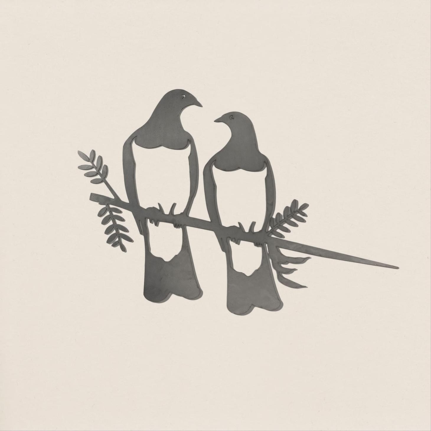 Kereru Pair Metal Bird Ornament - Corten Steel