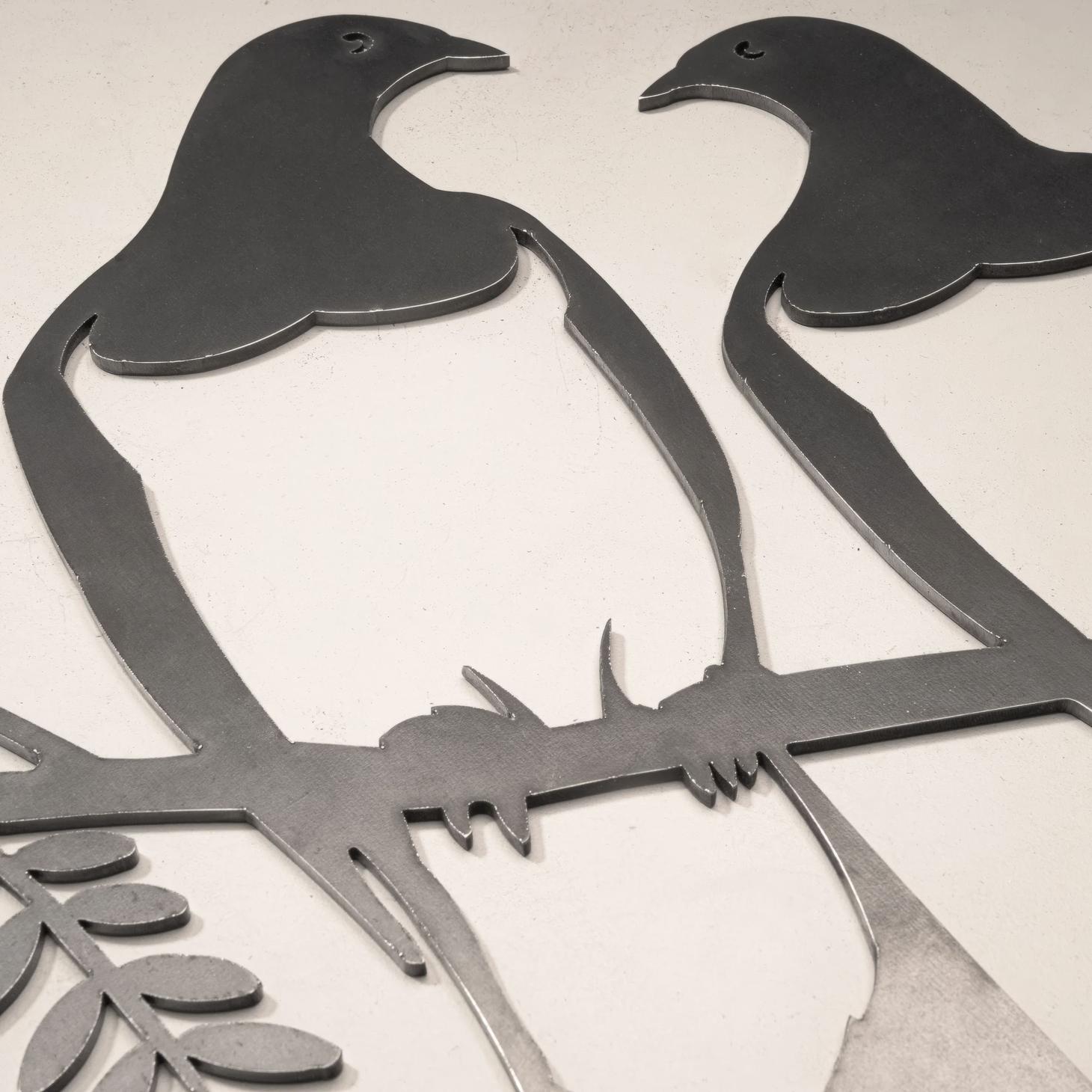 Kereru Pair Metal Bird Ornament - Corten Steel
