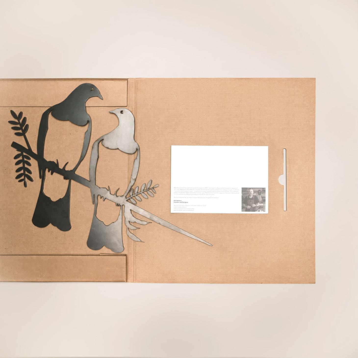 Kereru Pair Metal Bird Ornament - Corten Steel