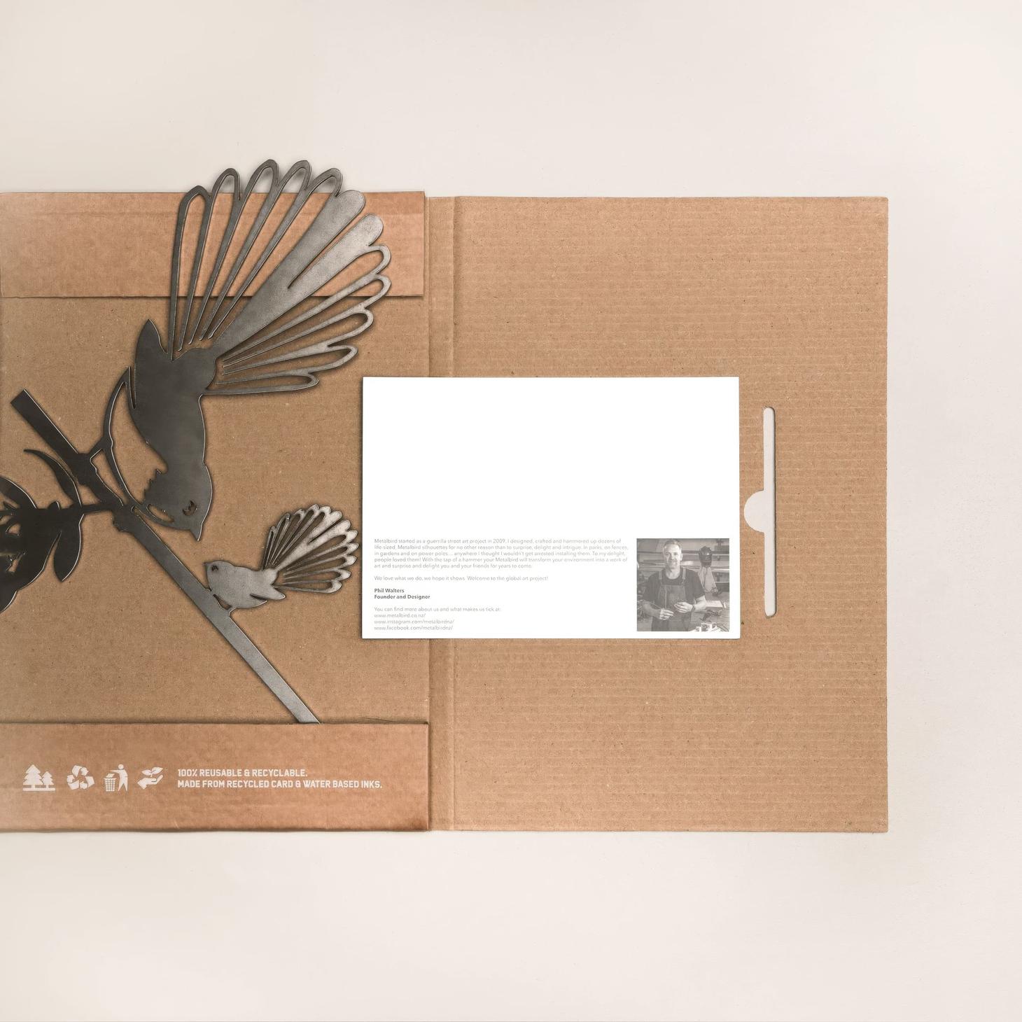 Piwakawaka & Baby Metal Bird Ornament - Corten Steel