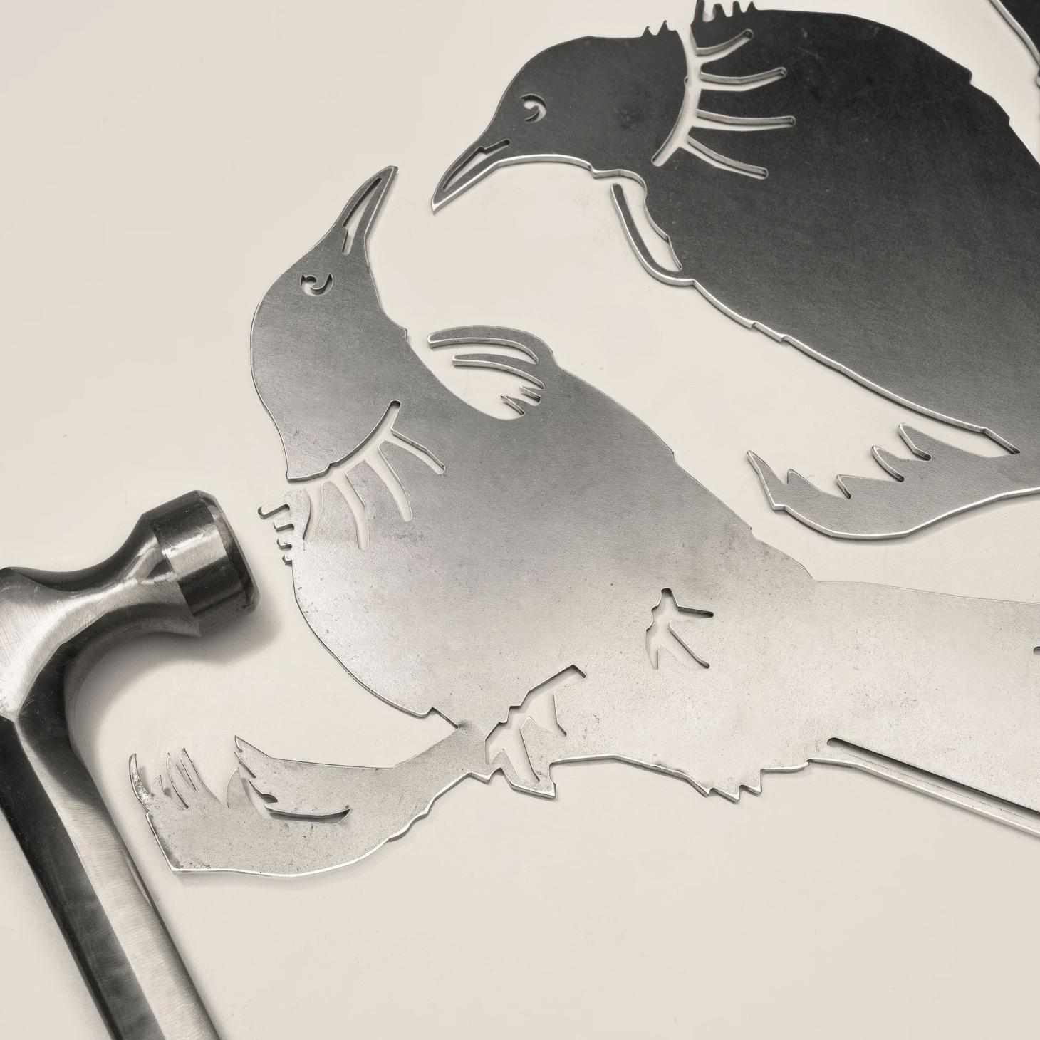 Tui Twosome Metal Bird Ornament - Corten Steel