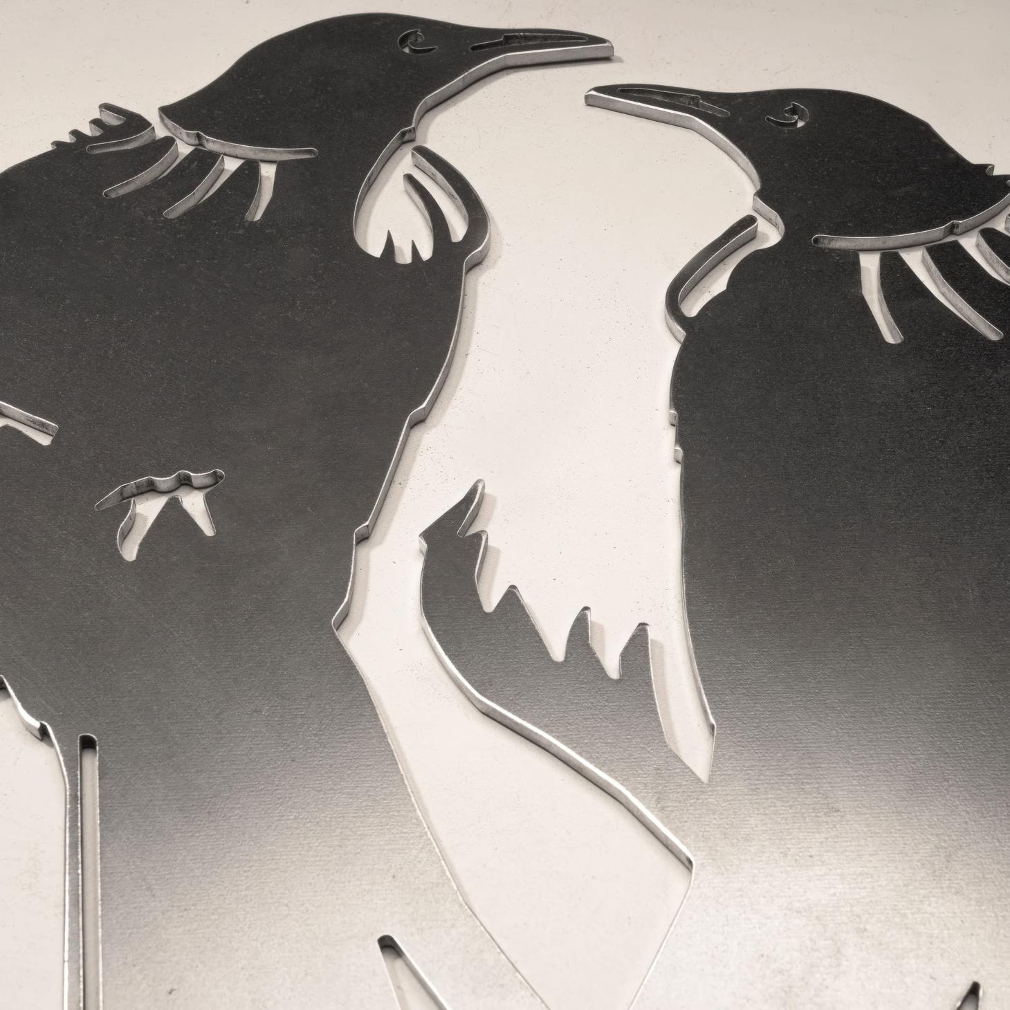 Tui Twosome Metal Bird Ornament - Corten Steel