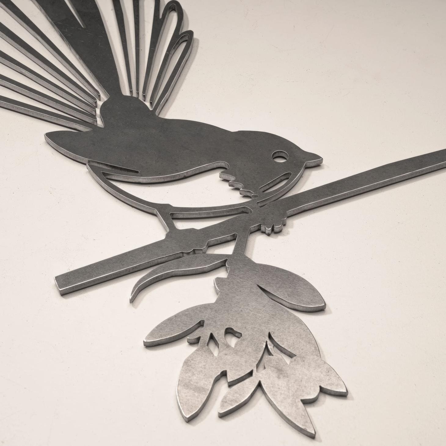 Piwakawaka Metal Bird Ornament - Corten Steel