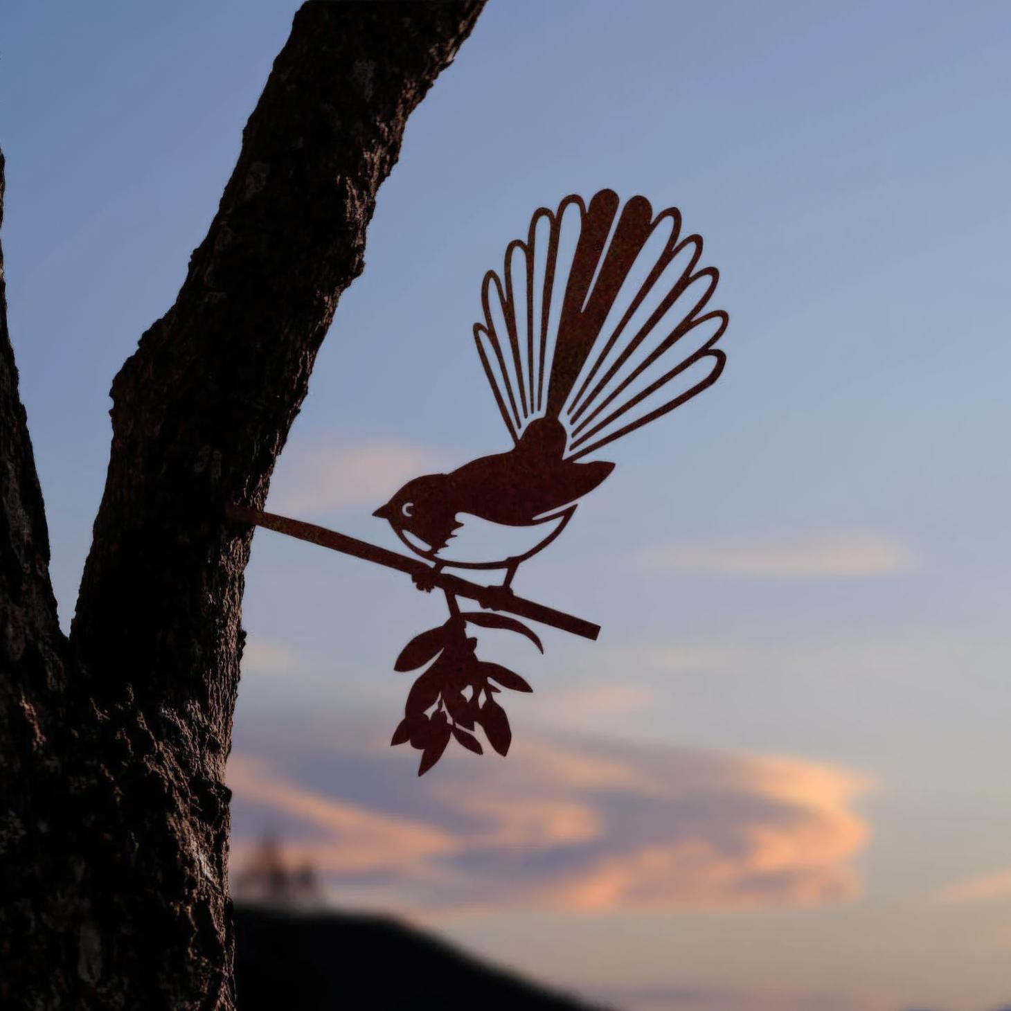 Piwakawaka Metal Bird Ornament - Corten Steel