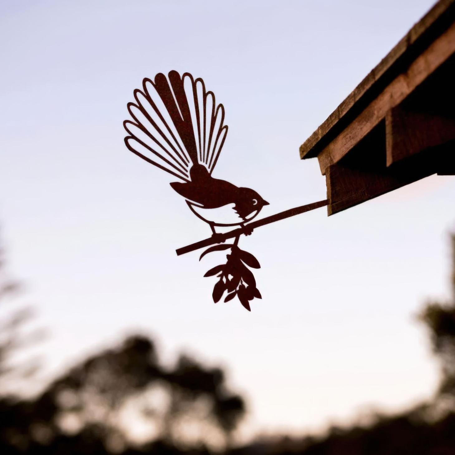 Piwakawaka Metal Bird Ornament - Corten Steel