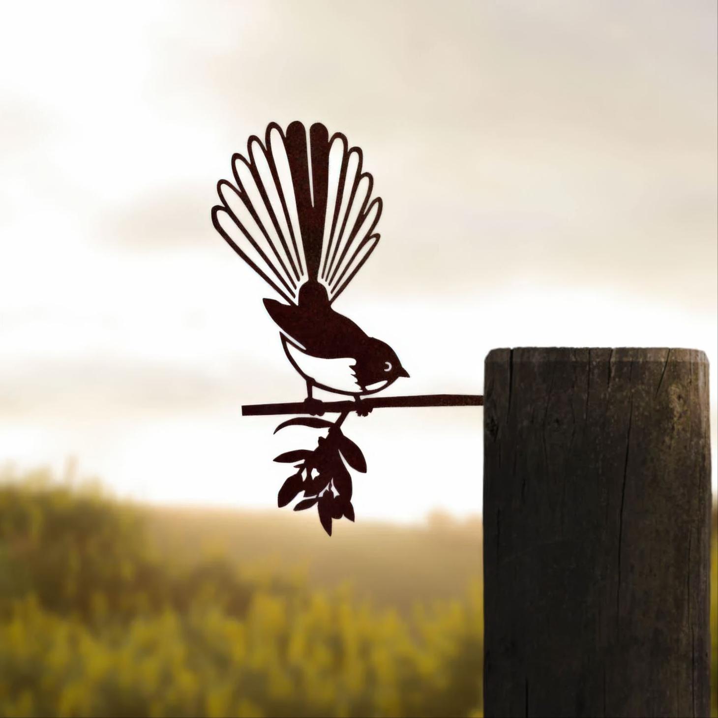 Piwakawaka Metal Bird Ornament - Corten Steel